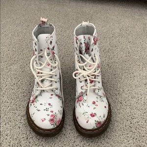 White floral Doc Martens